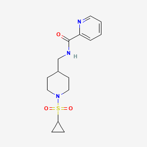 molecular formula C15H21N3O3S B2514910 N-((1-(cyclopropylsulfonyl)piperidin-4-yl)methyl)picolinamide CAS No. 1235018-01-5