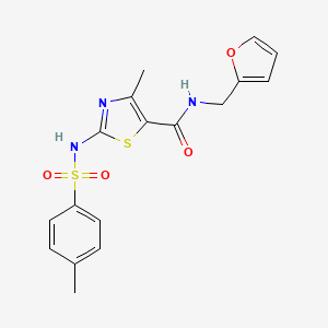 molecular formula C17H17N3O4S2 B2514911 N-(呋喃-2-基甲基)-4-甲基-2-(4-甲基苯磺酰胺)噻唑-5-甲酰胺 CAS No. 941967-10-8