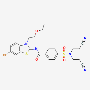 molecular formula C24H24BrN5O4S2 B2514913 (Z)-4-(N,N-bis(2-cyanoethyl)sulfamoyl)-N-(6-bromo-3-(2-ethoxyethyl)benzo[d]thiazol-2(3H)-ylidene)benzamide CAS No. 865162-72-7