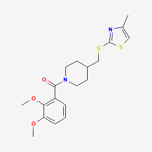 molecular formula C19H24N2O3S2 B2514921 (2,3-二甲氧基苯基)(4-(((4-甲基噻唑-2-基)硫代)甲基)哌啶-1-基)甲苯酮 CAS No. 1421515-80-1