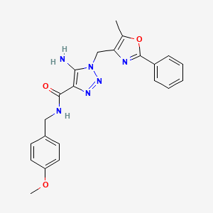 5-amino-N-[(4-methoxyphenyl)methyl]-1-[(5-methyl-2-phenyl-1,3-oxazol-4-yl)methyl]-1H-1,2,3-triazole-4-carboxamide