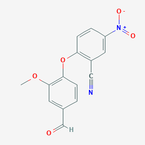 molecular formula C15H10N2O5 B2514926 2-(4-Formyl-2-methoxyphenoxy)-5-nitrobenzonitrile CAS No. 1001609-82-0