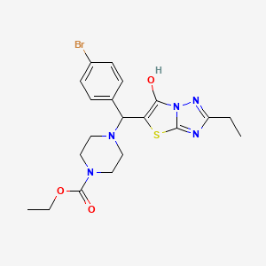 molecular formula C20H24BrN5O3S B2514932 4-((4-溴苯基)(2-乙基-6-羟基噻唑并[3,2-b][1,2,4]三唑-5-基)甲基)哌嗪-1-羧酸乙酯 CAS No. 898366-99-9