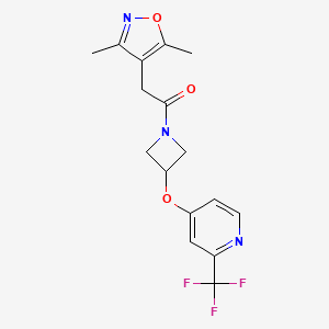 molecular formula C16H16F3N3O3 B2514944 2-(3,5-Dimethyl-1,2-oxazol-4-yl)-1-[3-[2-(trifluoromethyl)pyridin-4-yl]oxyazetidin-1-yl]ethanone CAS No. 2380171-24-2