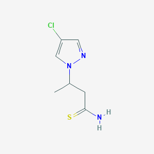 molecular formula C7H10ClN3S B2514945 3-(4-chloro-1H-pyrazol-1-yl)butanethioamide CAS No. 1006320-01-9