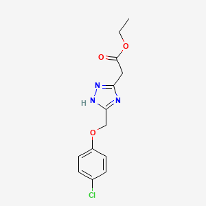molecular formula C13H14ClN3O3 B2514947 ethyl 2-(3-((4-chlorophenoxy)methyl)-1H-1,2,4-triazol-5-yl)acetate CAS No. 1092326-85-6