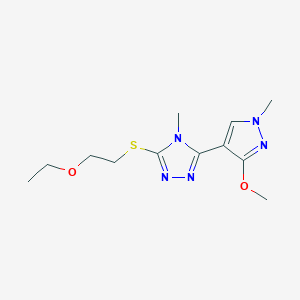 3-((2-ethoxyethyl)thio)-5-(3-methoxy-1-methyl-1H-pyrazol-4-yl)-4-methyl-4H-1,2,4-triazole