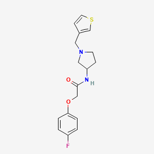 molecular formula C17H19FN2O2S B2514956 2-(4-氟苯氧基)-N-{1-[(噻吩-3-基)甲基]吡咯烷-3-基}乙酰胺 CAS No. 2097883-60-6