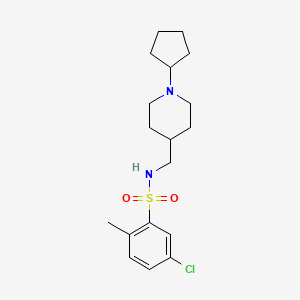 molecular formula C18H27ClN2O2S B2514961 5-chloro-N-((1-cyclopentylpiperidin-4-yl)methyl)-2-methylbenzenesulfonamide CAS No. 953260-08-7
