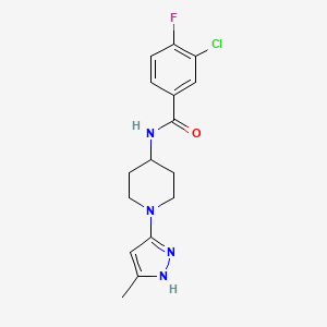 3-chloro-4-fluoro-N-(1-(5-methyl-1H-pyrazol-3-yl)piperidin-4-yl)benzamide