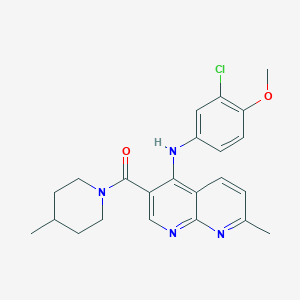 (4-((3-Chloro-4-methoxyphenyl)amino)-7-methyl-1,8-naphthyridin-3-yl)(4-methylpiperidin-1-yl)methanone