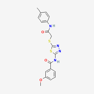 molecular formula C19H18N4O3S2 B2514992 3-methoxy-N-(5-((2-oxo-2-(p-tolylamino)ethyl)thio)-1,3,4-thiadiazol-2-yl)benzamide CAS No. 392291-51-9