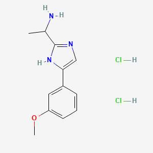 molecular formula C12H17Cl2N3O B2514995 1-[4-(3-methoxyphenyl)-1H-imidazol-2-yl]ethan-1-amine dihydrochloride CAS No. 1173036-46-8