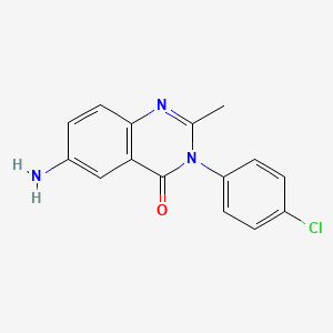 molecular formula C15H12ClN3O B2514997 6-amino-3-(4-chlorophenyl)-2-methylquinazolin-4(3H)-one CAS No. 963-56-4
