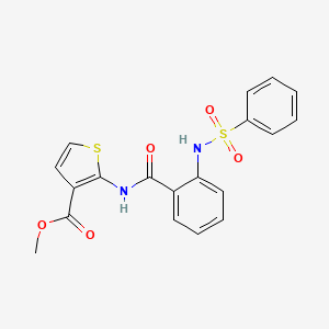 molecular formula C19H16N2O5S2 B2515005 Methyl 2-(2-benzenesulfonamidobenzamido)thiophene-3-carboxylate CAS No. 1203020-75-0