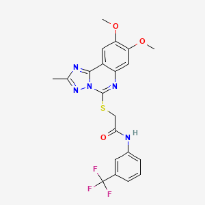 molecular formula C21H18F3N5O3S B2515007 2-((8,9-dimethoxy-2-methyl-[1,2,4]triazolo[1,5-c]quinazolin-5-yl)thio)-N-(3-(trifluoromethyl)phenyl)acetamide CAS No. 902593-26-4
