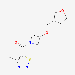 molecular formula C12H17N3O3S B2515010 (4-甲基-1,2,3-噻二唑-5-基)(3-((四氢呋喃-3-基)甲氧基)氮杂环丁-1-基)甲甲酮 CAS No. 2309555-10-8