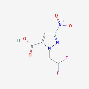 molecular formula C6H5F2N3O4 B2515012 1-(2,2-difluoroethyl)-3-nitro-1H-pyrazole-5-carboxylic acid CAS No. 1328640-79-4