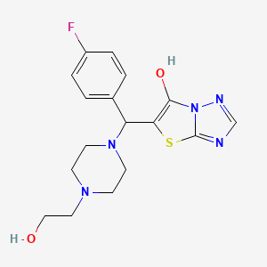 molecular formula C17H20FN5O2S B2515022 5-((4-Fluorophenyl)(4-(2-hydroxyethyl)piperazin-1-yl)methyl)thiazolo[3,2-b][1,2,4]triazol-6-ol CAS No. 868220-22-8