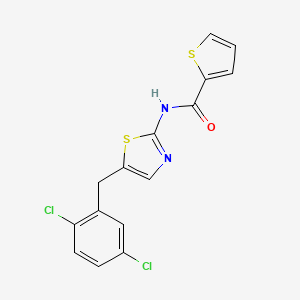 molecular formula C15H10Cl2N2OS2 B2515025 N-(5-(2,5-dichlorobenzyl)thiazol-2-yl)thiophene-2-carboxamide CAS No. 301176-73-8