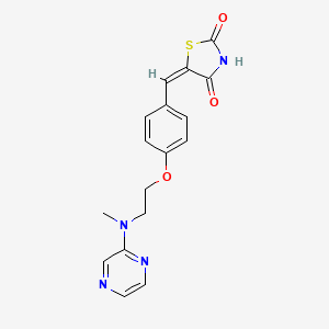 (5E)-5-[(4-{2-[methyl(pyrazin-2-yl)amino]ethoxy}phenyl)methylidene]-1,3-thiazolidine-2,4-dione