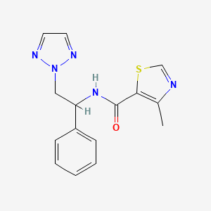 molecular formula C15H15N5OS B2515035 4-methyl-N-(1-phenyl-2-(2H-1,2,3-triazol-2-yl)ethyl)thiazole-5-carboxamide CAS No. 2034549-12-5