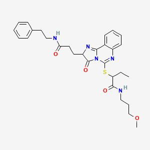 molecular formula C29H35N5O4S B2515042 N-(3-methoxypropyl)-2-[(3-oxo-2-{2-[(2-phenylethyl)carbamoyl]ethyl}-2H,3H-imidazo[1,2-c]quinazolin-5-yl)sulfanyl]butanamide CAS No. 1219206-45-7