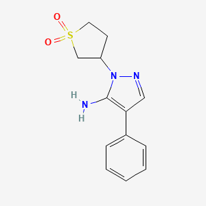 molecular formula C13H15N3O2S B2515043 2-(1,1-Dioxothiolan-3-yl)-4-phenylpyrazol-3-amine CAS No. 318958-88-2