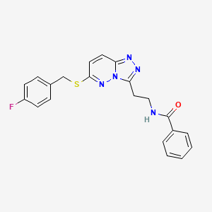 molecular formula C21H18FN5OS B2515044 N-(2-(6-((4-fluorobenzyl)thio)-[1,2,4]triazolo[4,3-b]pyridazin-3-yl)ethyl)benzamide CAS No. 872994-28-0