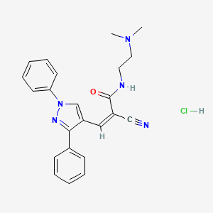 molecular formula C23H24ClN5O B2515047 (Z)-2-Cyano-N-[2-(dimethylamino)ethyl]-3-(1,3-diphenylpyrazol-4-yl)prop-2-enamide;hydrochloride CAS No. 1093256-99-5
