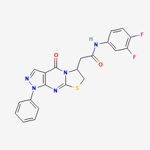 molecular formula C21H15F2N5O2S B2515055 N-(3,4-difluorophenyl)-2-(4-oxo-1-phenyl-1,4,6,7-tetrahydropyrazolo[3,4-d]thiazolo[3,2-a]pyrimidin-6-yl)acetamide CAS No. 946381-55-1