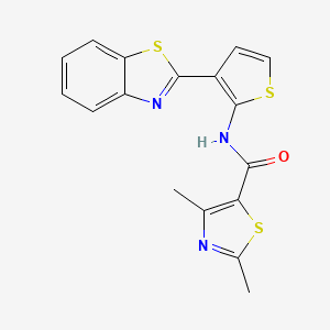 molecular formula C17H13N3OS3 B2515063 N-(3-(苯并[d]噻唑-2-基)噻吩-2-基)-2,4-二甲基噻唑-5-甲酰胺 CAS No. 1210856-03-3