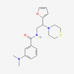 molecular formula C19H25N3O2S B2515068 3-(dimethylamino)-N-(2-(furan-2-yl)-2-thiomorpholinoethyl)benzamide CAS No. 2034573-34-5