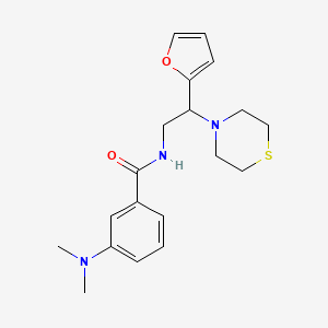 molecular formula C19H25N3O2S B2515068 3-(二甲氨基)-N-(2-(呋喃-2-基)-2-硫代吗啉乙基)苯甲酰胺 CAS No. 2034573-34-5