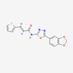 (E)-N-(5-(benzo[d][1,3]dioxol-5-yl)-1,3,4-oxadiazol-2-yl)-3-(thiophen-2-yl)acrylamide