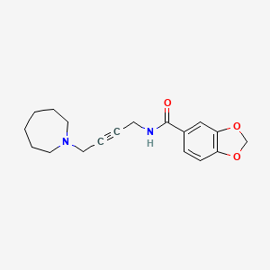 molecular formula C18H22N2O3 B2515076 N-(4-(azepan-1-yl)but-2-yn-1-yl)benzo[d][1,3]dioxole-5-carboxamide CAS No. 1396802-25-7