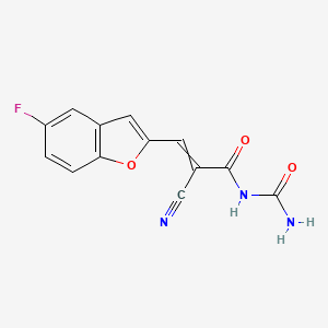 molecular formula C13H8FN3O3 B2515080 2-氰基-2-[(5-氟-1-苯并呋喃-2-基)亚甲基]乙酰脲 CAS No. 1445757-76-5