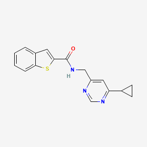 molecular formula C17H15N3OS B2515084 N-((6-cyclopropylpyrimidin-4-yl)methyl)benzo[b]thiophene-2-carboxamide CAS No. 2194844-77-2