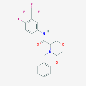 molecular formula C19H16F4N2O3 B2515085 4-苄基-N-(4-氟-3-(三氟甲基)苯基)-5-氧代吗啉-3-甲酰胺 CAS No. 1351587-99-9