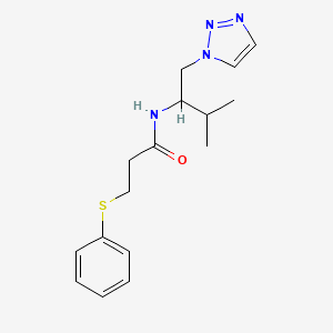 molecular formula C16H22N4OS B2515086 N-(3-甲基-1-(1H-1,2,3-三唑-1-基)丁-2-基)-3-(苯硫基)丙酰胺 CAS No. 2034229-19-9