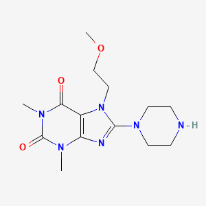 molecular formula C14H22N6O3 B2515092 7-(2-Methoxy-ethyl)-1,3-dimethyl-8-piperazin-1-yl-3,7-dihydro-purine-2,6-dione CAS No. 402470-64-8