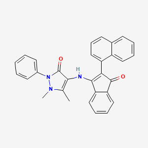 molecular formula C30H23N3O2 B2515095 2,3-Dimethyl-4-((2-naphthyl-1-oxoinden-3-YL)amino)-1-phenyl-3-pyrazolin-5-one CAS No. 1024356-54-4