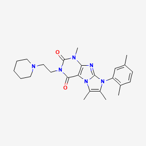 molecular formula C25H32N6O2 B2515096 6-(2,5-Dimethylphenyl)-4,7,8-trimethyl-2-(2-piperidin-1-ylethyl)purino[7,8-a]imidazole-1,3-dione CAS No. 878732-80-0