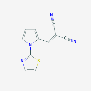 molecular formula C11H6N4S B2515106 2-([1-(1,3-Thiazol-2-yl)-1H-pyrrol-2-yl]methylene)malononitrile CAS No. 439110-81-3