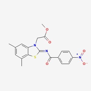 Methyl 2-[5,7-dimethyl-2-(4-nitrobenzoyl)imino-1,3-benzothiazol-3-yl]acetate
