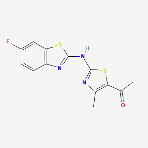 molecular formula C13H10FN3OS2 B2515111 1-(2-((6-Fluorobenzo[d]thiazol-2-yl)amino)-4-methylthiazol-5-yl)ethanone CAS No. 862976-16-7