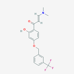 molecular formula C19H18F3NO3 B2515112 (E)-3-(dimethylamino)-1-(2-hydroxy-4-{[3-(trifluoromethyl)benzyl]oxy}phenyl)-2-propen-1-one CAS No. 860611-96-7