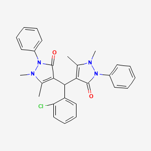 molecular formula C29H27ClN4O2 B2515117 4-[(2-Chlorophenyl)-(1,5-dimethyl-3-oxo-2-phenylpyrazol-4-yl)methyl]-1,5-dimethyl-2-phenylpyrazol-3-one CAS No. 152570-08-6