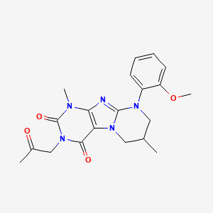 molecular formula C20H23N5O4 B2515144 9-(2-methoxyphenyl)-1,7-dimethyl-3-(2-oxopropyl)-7,8-dihydro-6H-purino[7,8-a]pyrimidine-2,4-dione CAS No. 876901-42-7