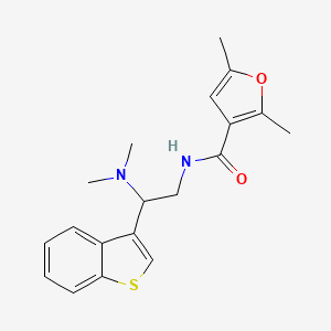 molecular formula C19H22N2O2S B2515145 N-(2-(benzo[b]thiophen-3-yl)-2-(dimethylamino)ethyl)-2,5-dimethylfuran-3-carboxamide CAS No. 2034568-87-9